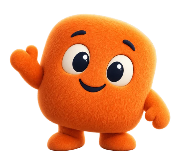Friendly orange Website Mascot character waving hello